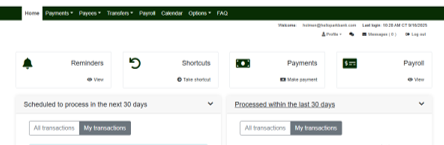 Screenshot of Business Bill Pay